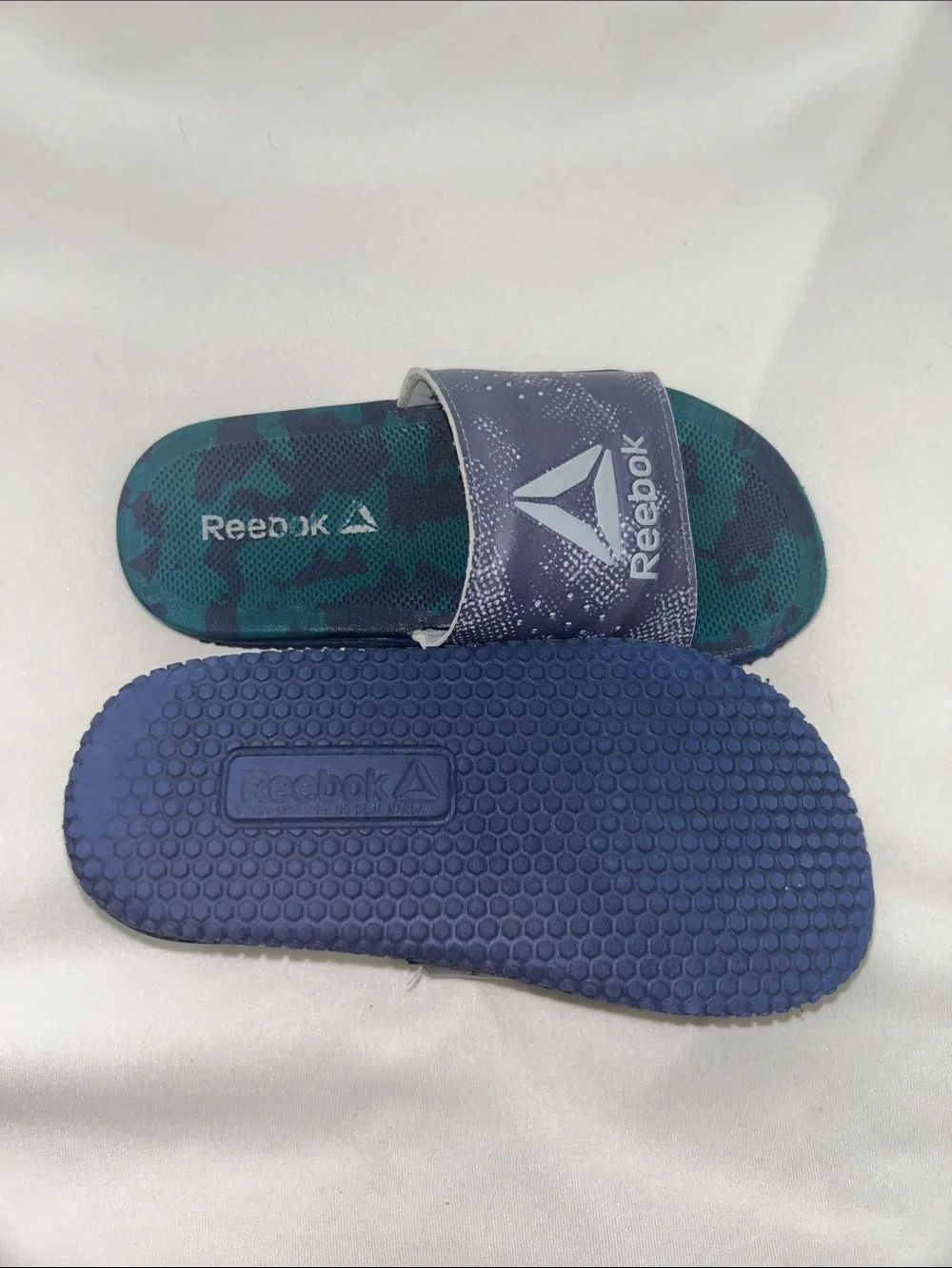 Reebok Kids' Navy and Teal Slide Sandals